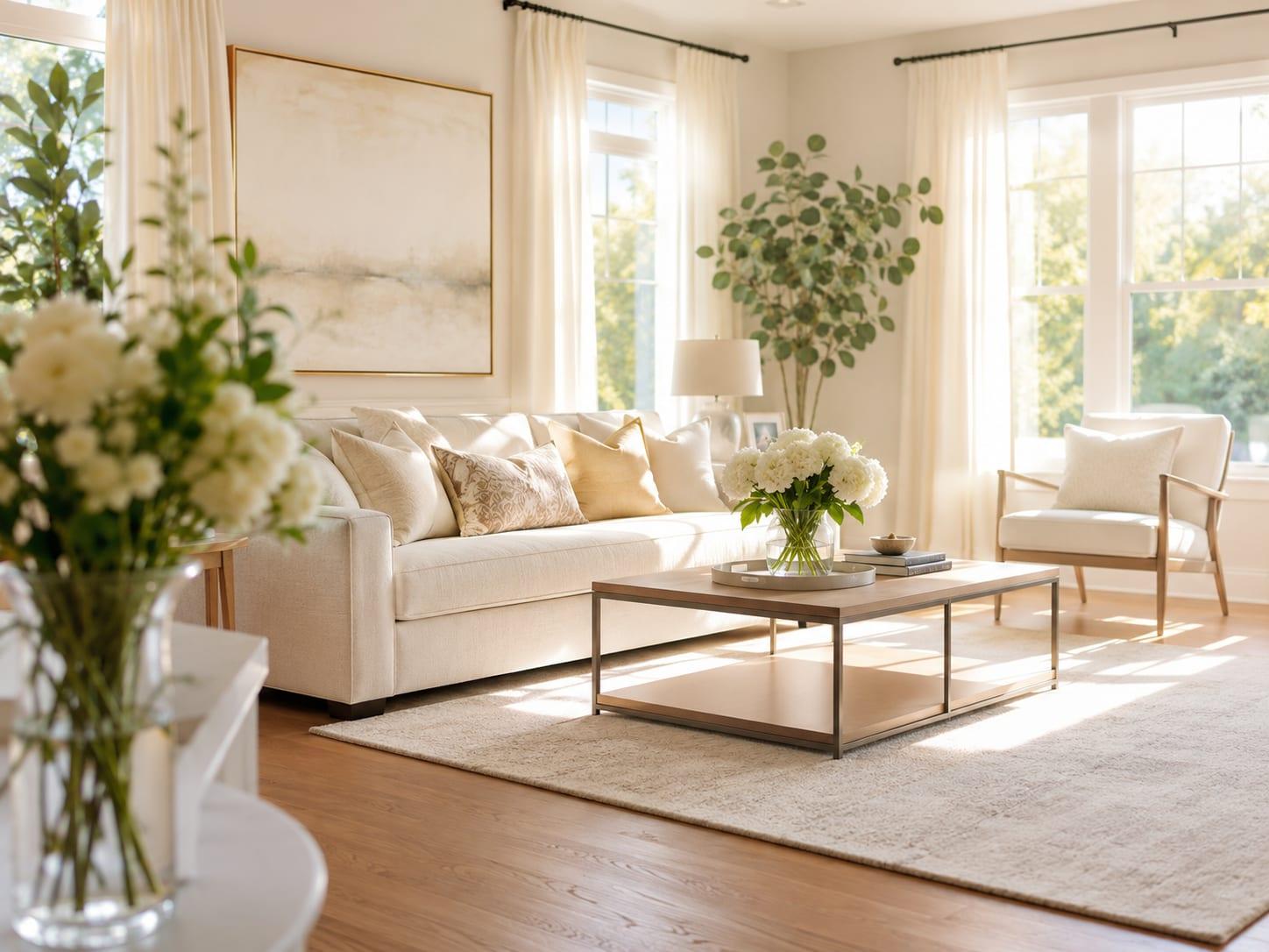 Bright, freshly cleaned modern living room