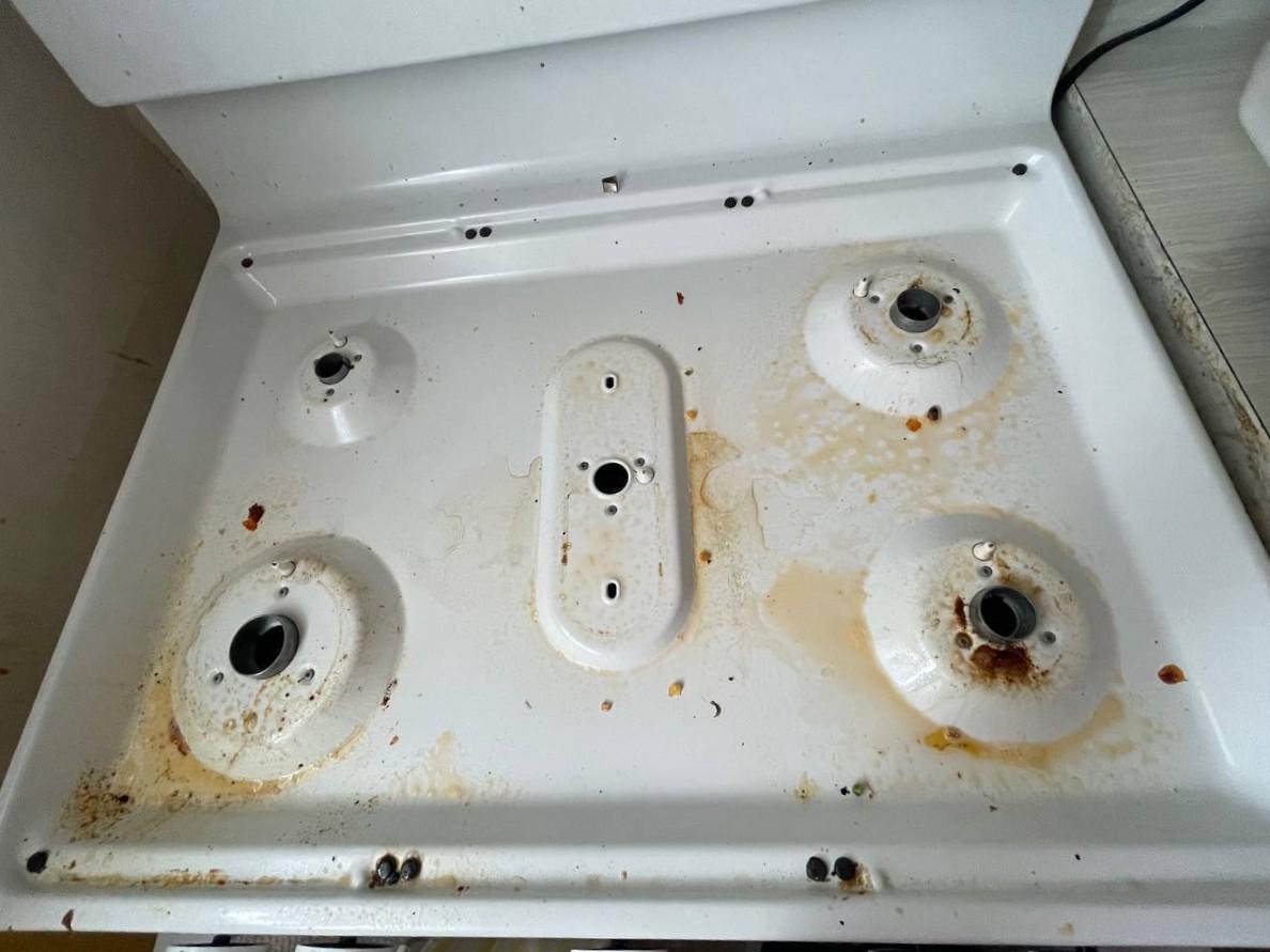 Stovetop degrease — before cleaning