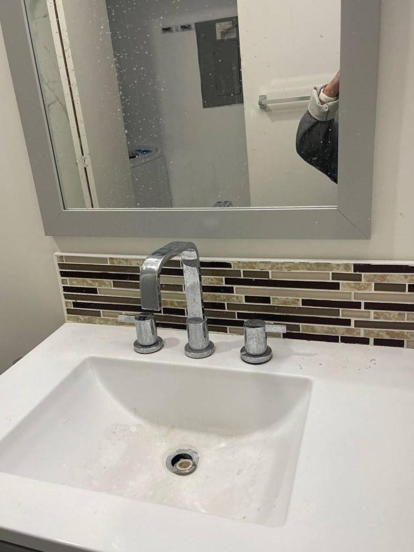 Vanity faucet refresh — before cleaning